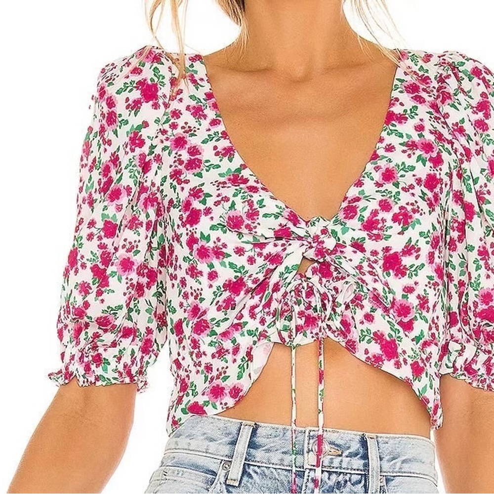 For Love and Lemons blouse pink floral